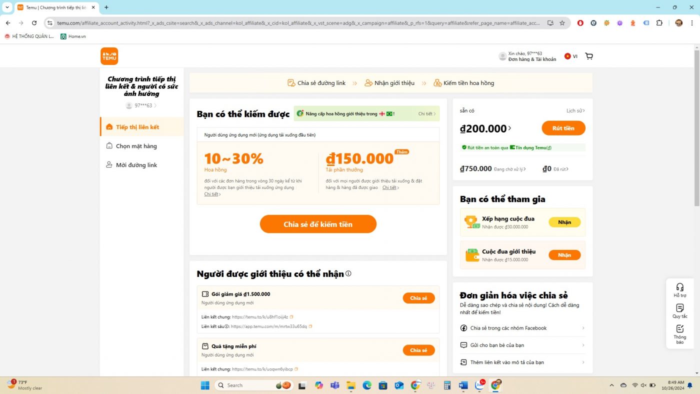 giao diện trên web chương trình temu affiliate temuvietnam.net.vn giới thiệu